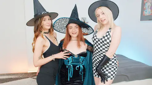TeenMegaWorld – Halloween Lesbian Sex Night – Altera Pars, Kira Viburn, Nansy Small – Beauty-Angels